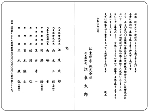 二つ折りカードカードの印刷イメージ